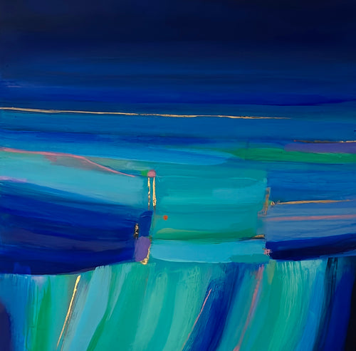 Tiffany Lynch - Ebb of Blue - Abstract seascape painting 60x60cm