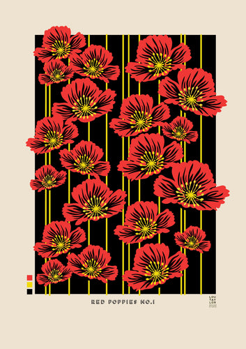 Lou Taylor - Red Poppies No 1 Giclee Print A3