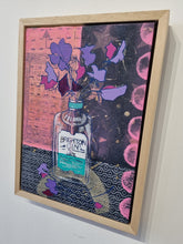 Load image into Gallery viewer, Pam Glew - Sweet peas in a Brighton Gin Bottle - Original Framed