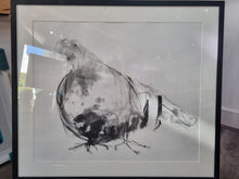 Load image into Gallery viewer, Benedict Gubb -Leaning Pigeon Charcoal on paper  - Framed