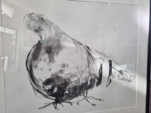 Load image into Gallery viewer, Benedict Gubb -Leaning Pigeon Charcoal on paper  - Framed