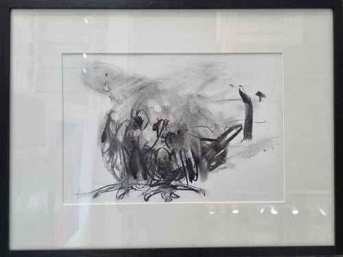 Benedict Gubb - Pigeon Just Landed - Charcoal on paper - Framed