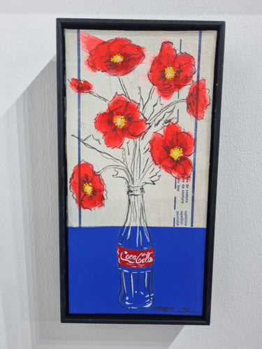 Pam Glew - Poppies in Coca Cola - Original Framed