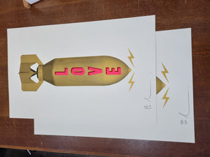 Dave Buonaguidi - Love Bomb White - Screenprint