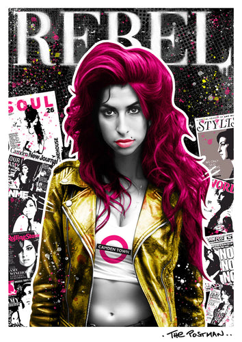 Amy Winehouse - Rebel - The Postman - Hand Finished A3 Giclee Print