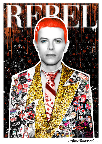 Bowie - REBEL - The Postman hand finished A2 Giclee Print