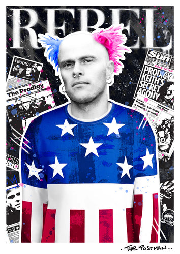 Keith Flint - REBEL - The Postman hand finished A2 Giclee Print