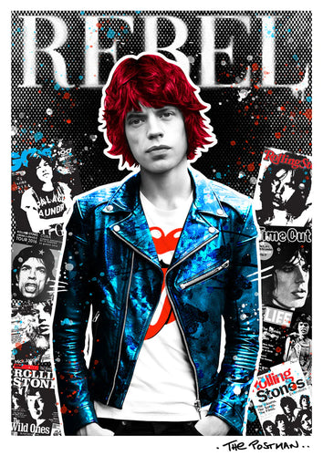 Mick Jagger - REBEL - The Postman hand finished A2 Giclee Print
