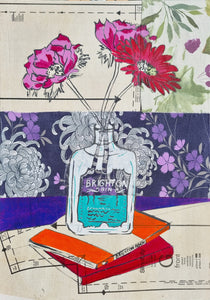 Anemonies in Brighton Gin Bottle - Pam Glew - Giclee Print