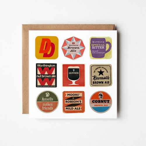 Beer Mats - blank greetings card - Design Smith