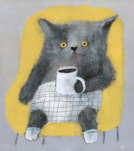 Natalia Shaloshvili - Cat in the yellow chair - Giclee Print