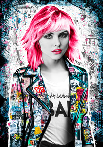 Blondie - Debbie Harry - Pink Hair - The Postman hand finished A2 Giclee Print