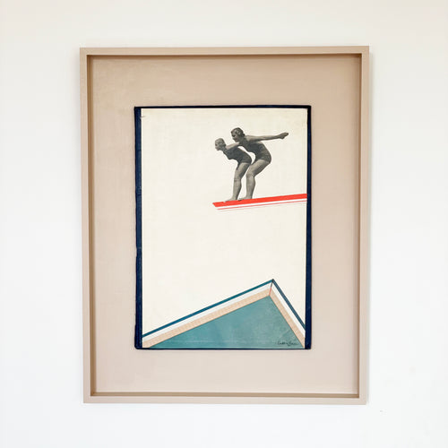 Dive Duo - Size 40x50cm - paper on book cover, framed