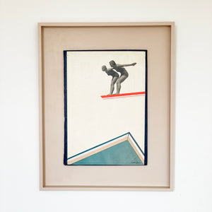 Dive Duo - Size 40x50cm - paper on book cover, framed