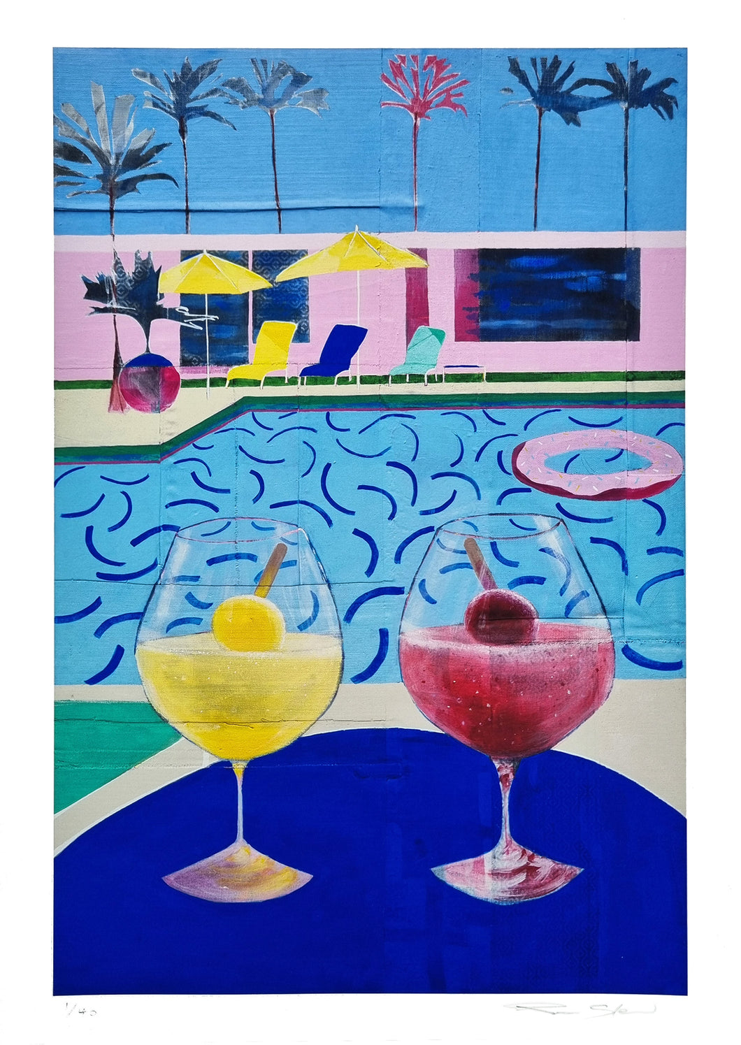 Cocktails by the pool  - Original Painting - Pam Glew