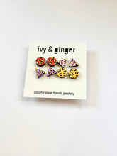 Load image into Gallery viewer, Ivy &amp; Ginger Bright Leopard Print Handpainted Wooden Earring Set - Set of 4