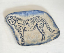 Load image into Gallery viewer, Lucy Corke - Cheetah stoneware Asymmetrical blue 25x19cm