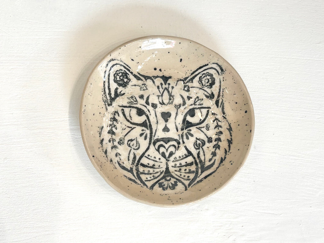 Lucy Corke - Black & Cream Leopard - Stoneware Plate 16cm