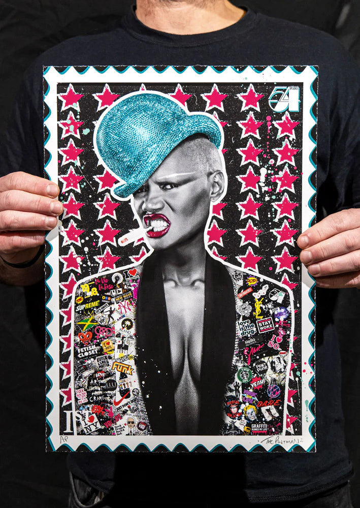 Grace Jones - The Postman - Hand Finished A3 Giclee Print -Purple