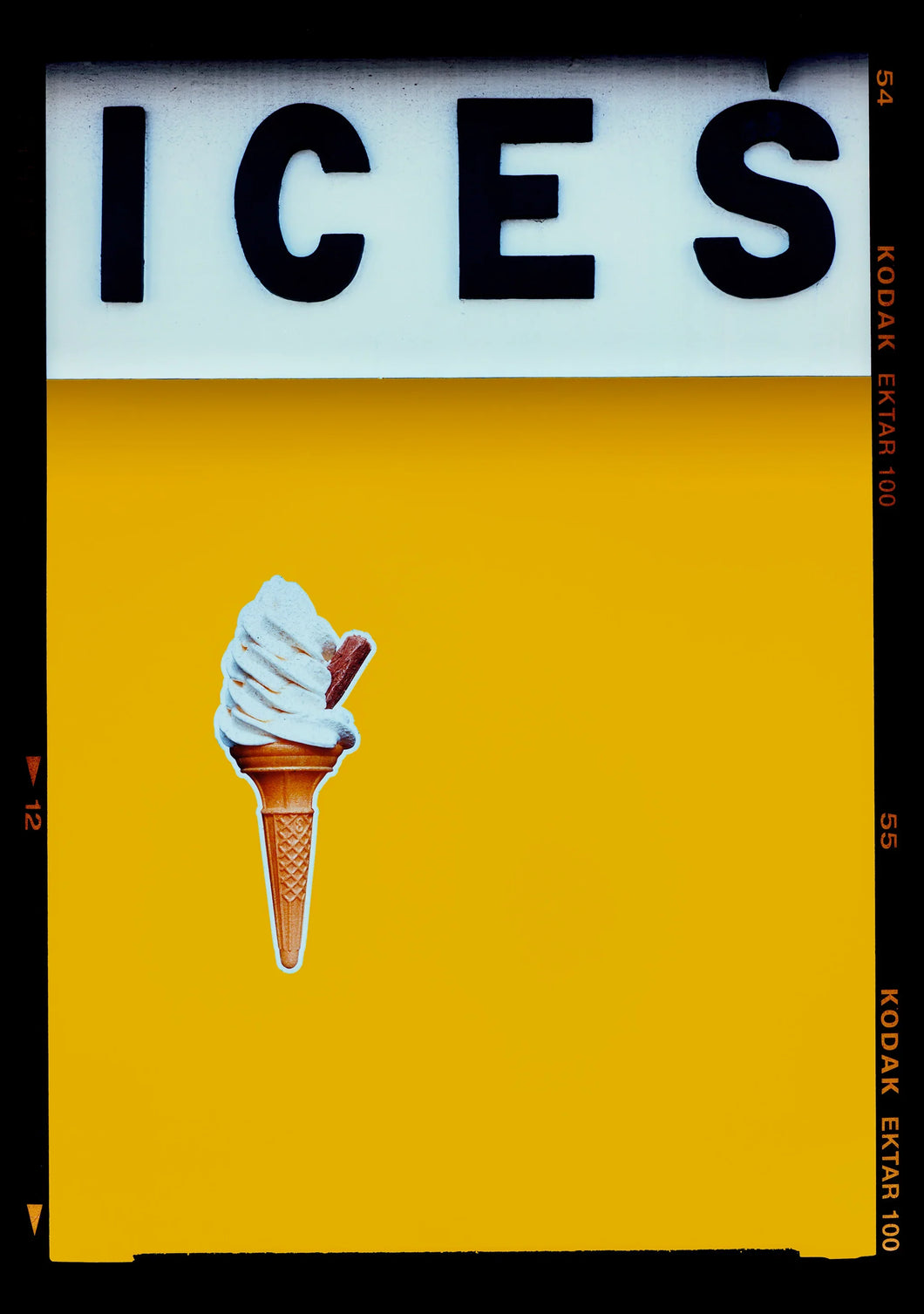 Ices Mustard yellow - Richard Heeps- Framed White - 70 x 55cm Medium