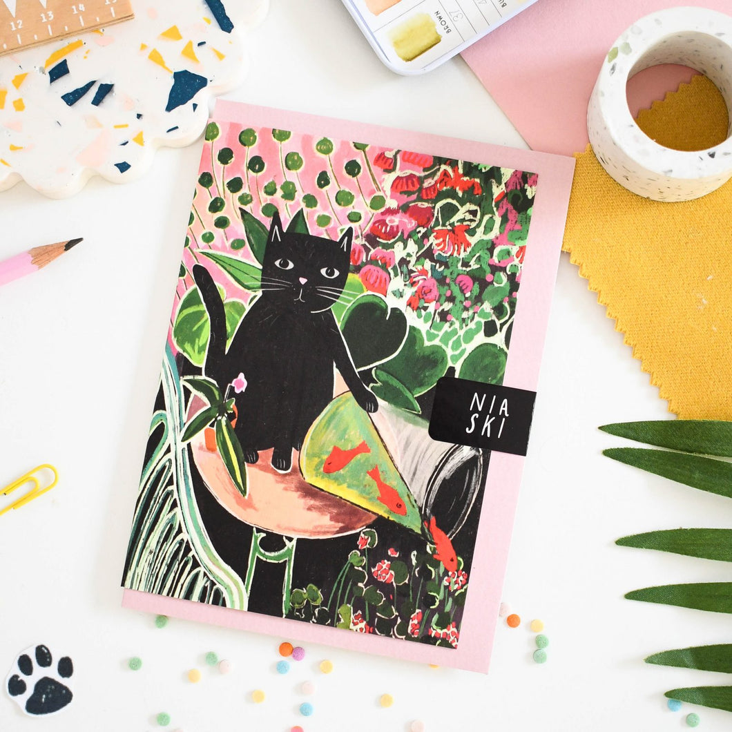 Catisse and the Goldfish Cat Card - Niaski