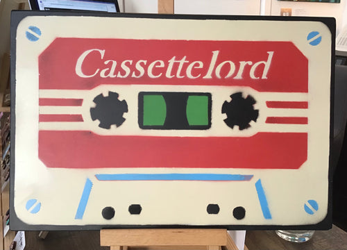 Cassette Lord - A3 Red on White with Blue Cassette