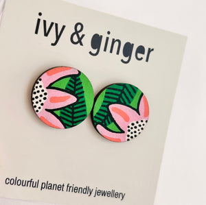 Ivy & Ginger - Pink Wild Flower Stud Earrings