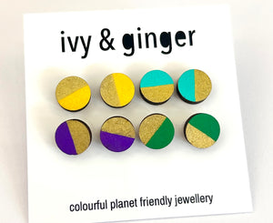 Ivy & Ginger - Four Piece Gold Edge Handpainted Wooden Earring Set - Set of 4