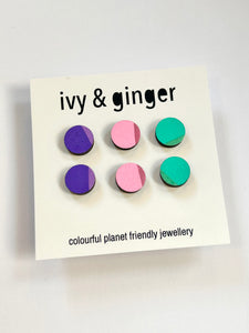 Ivy & Ginger - The Pastels Mini Handpainted Stud Earrings - Set of 3
