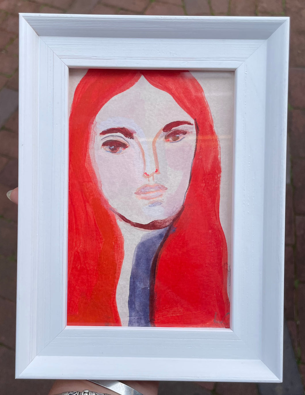 Lena Goodison - Girl with Bold Orange Hair  - Framed