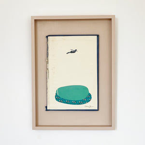 Little Lake II - Size 24x33cm - paper on book cover, framed