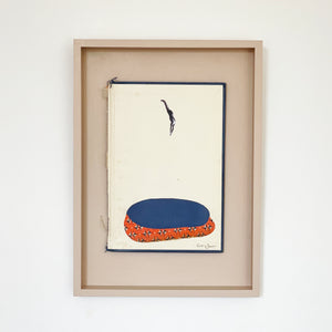 Little Lake III - Size 24x33cm - paper on book cover, framed