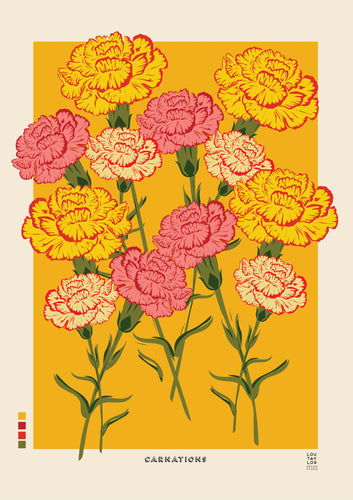 Lou Taylor - Carnations Giclee Print A3