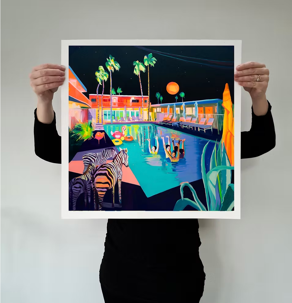Ruth Mulvie - Palm Springs Party - Giclee Print - Unframed 50x50cm - limited edition
