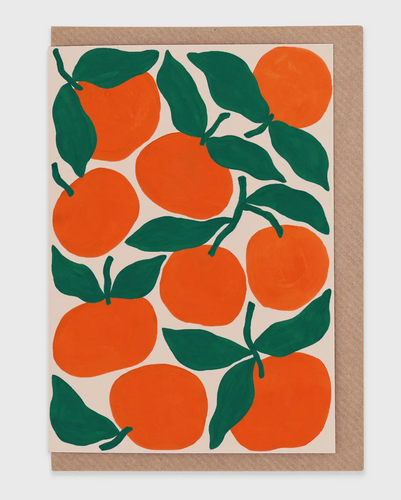 Evermade - Tangerines Greetings Card by Liv Lee