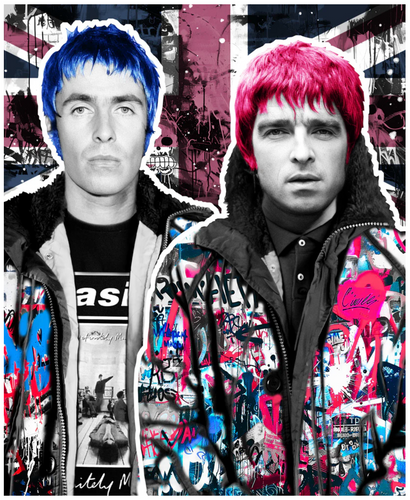 Oasis with Union Jack - The Postman - 100x80cm- Black Frame
