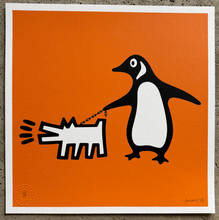 Load image into Gallery viewer, 'Choose Your Penguin' (Orange)- Hand finished 2 colour screen print - Jameson Robinson