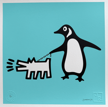 Load image into Gallery viewer, 'Choose Your Penguin' (Brighton Green)- Hand finished 2 colour screen print - Jameson Robinson