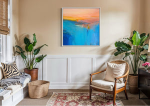 Sophie Abbott ‘Blue Sunrise Sea’ - Original Painting 90x90cm