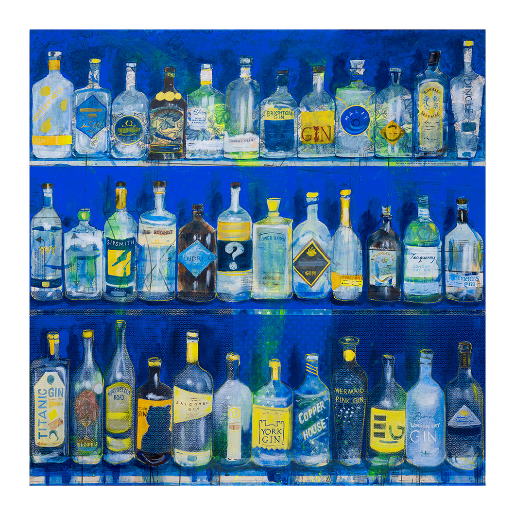 Pam Glew - Gin Bar BLUE - Small Print 40x40cm