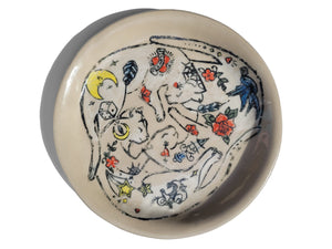 Lucy Corke - Cats with Tats 21cm round stoneware
