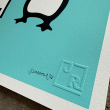 Load image into Gallery viewer, 'Choose Your Penguin' (Brighton Green)- Hand finished 2 colour screen print - Jameson Robinson