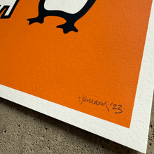 Load image into Gallery viewer, 'Choose Your Penguin' (Orange)- Hand finished 2 colour screen print - Jameson Robinson