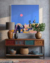 Load image into Gallery viewer, Ruth Mulvie - Dinosaur Highway - Oil &amp; Acrylic 90x90cm