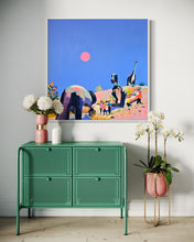Load image into Gallery viewer, Ruth Mulvie - Dinosaur Highway - Oil &amp; Acrylic 90x90cm