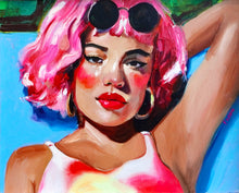 Load image into Gallery viewer, Poppy Kettle - Off Duty - Framed in white oil painting on wood panel