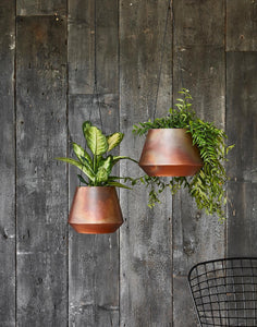 Soho Copper Finish Hanging Indoor Planter with Leather Strap - Ivyline - Various Sizes