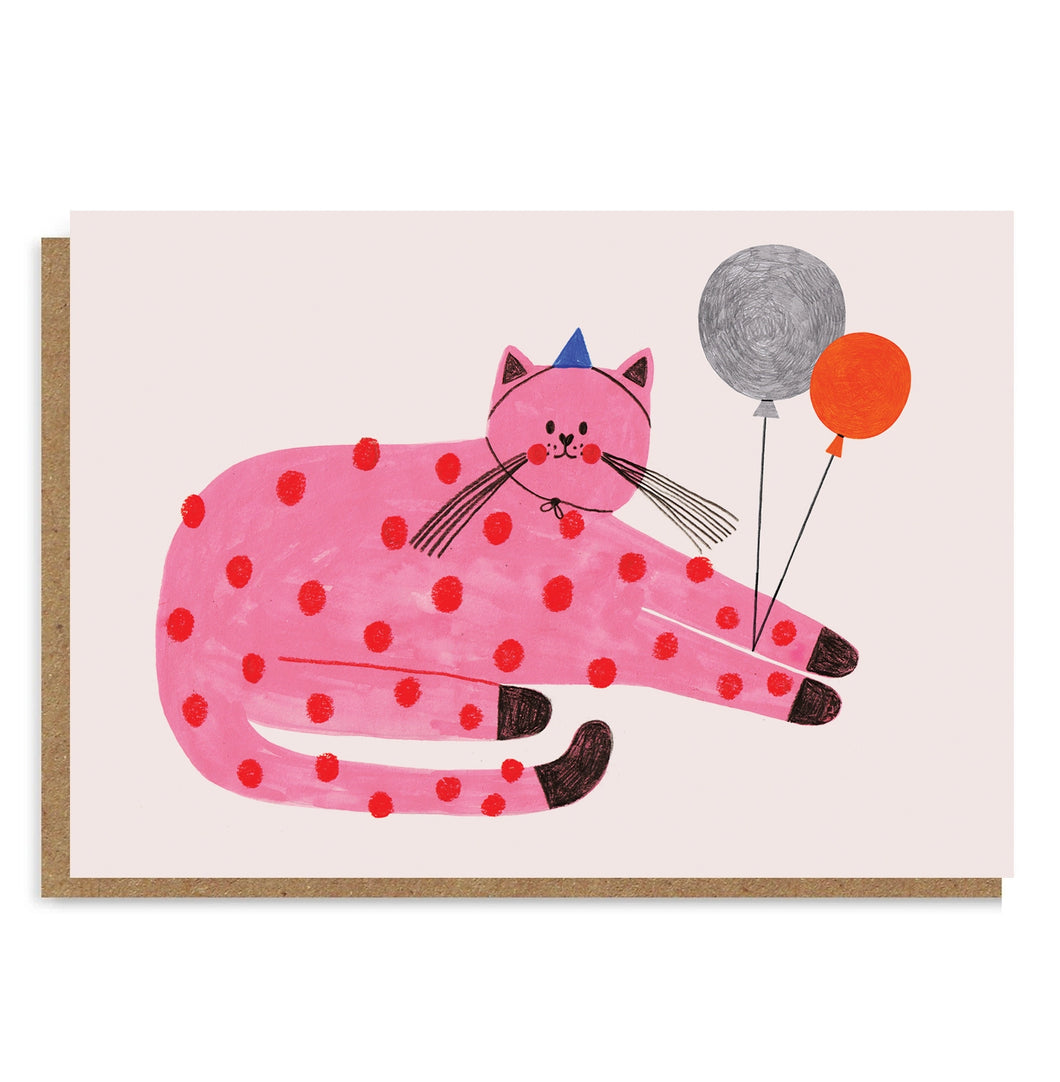 Pink Cat - Greetings Card - Daria Solak