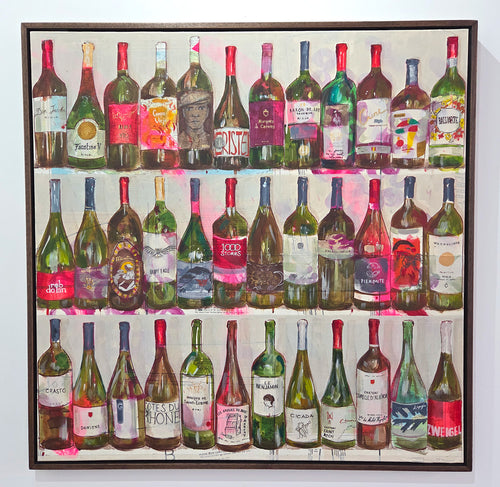 Red Wine Bar Original Painting - Framed