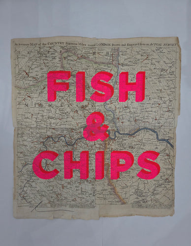 Fish & Chips London Small 42x46cm - Dave Buonaguidi